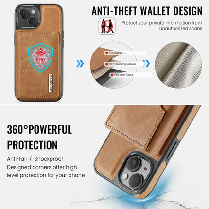 DG.MING M6 Series For iPhone 13 Case Magnetic Wallet PU+PC+TPU Phone Cover