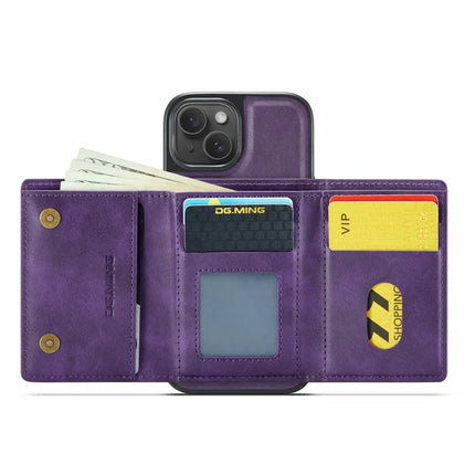 DG.MING M6 Series For iPhone 13 Case Magnetic Wallet PU+PC+TPU Phone Cover