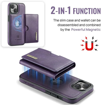 DG.MING M6 Series For iPhone 13 Case Magnetic Wallet PU+PC+TPU Phone Cover