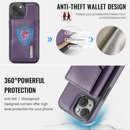 DG.MING M6 Series For iPhone 13 Case Magnetic Wallet PU+PC+TPU Phone Cover