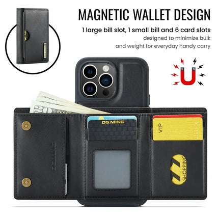 DG.MING M6 Series For iPhone 13 Pro Max Case Magnetic Wallet PU+PC+TPU Phone Cover
