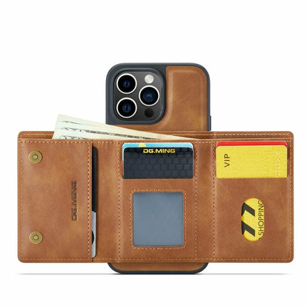 DG.MING M6 Series For iPhone 13 Pro Max Case Magnetic Wallet PU+PC+TPU Phone Cover