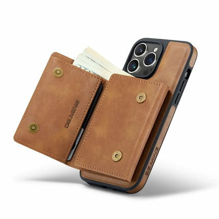 DG.MING M6 Series For iPhone 13 Pro Max Case Magnetic Wallet PU+PC+TPU Phone Cover