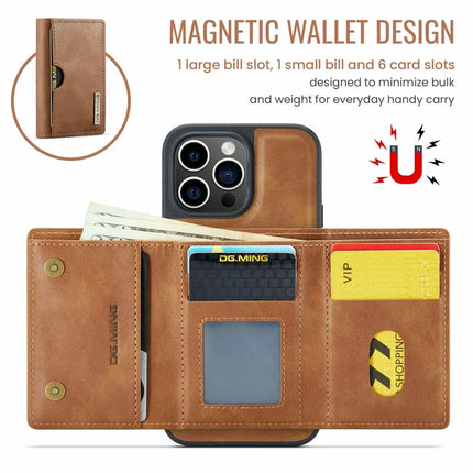 DG.MING M6 Series For iPhone 13 Pro Max Case Magnetic Wallet PU+PC+TPU Phone Cover