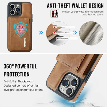 DG.MING M6 Series For iPhone 13 Pro Max Case Magnetic Wallet PU+PC+TPU Phone Cover