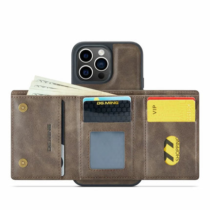 DG.MING M6 Series For iPhone 13 Pro Max Case Magnetic Wallet PU+PC+TPU Phone Cover