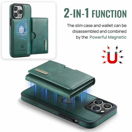 DG.MING M6 Series For iPhone 13 Pro Max Case Magnetic Wallet PU+PC+TPU Phone Cover