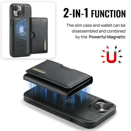 DG.MING M6 Series For iPhone 14 Case Magnetic Wallet PU+PC+TPU Phone Cover