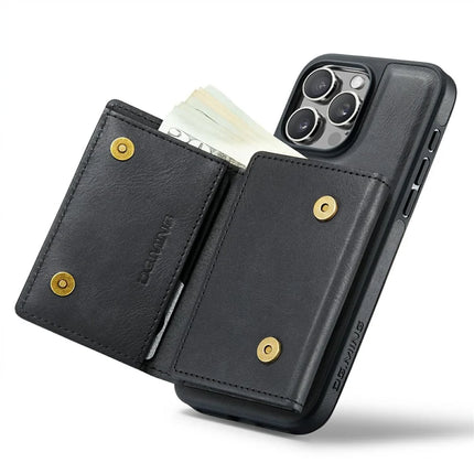 DG.MING M6 Series For iPhone 15 Pro Max Case Magnetic Wallet PU+PC+TPU Phone Cover