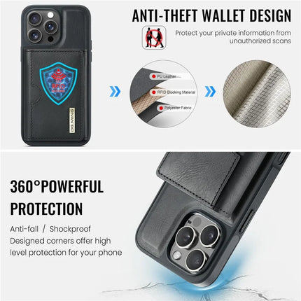 DG.MING M6 Series For iPhone 15 Pro Max Case Magnetic Wallet PU+PC+TPU Phone Cover