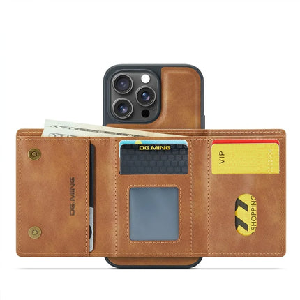 DG.MING M6 Series For iPhone 15 Pro Max Case Magnetic Wallet PU+PC+TPU Phone Cover