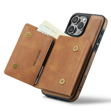 DG.MING M6 Series For iPhone 15 Pro Max Case Magnetic Wallet PU+PC+TPU Phone Cover