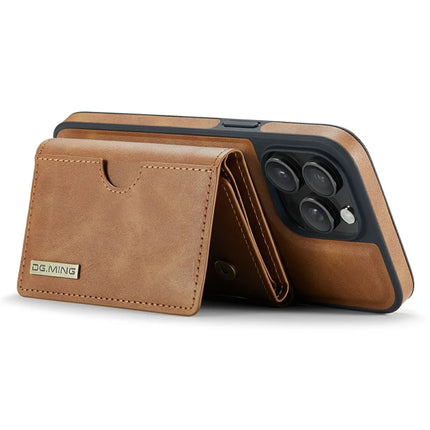 DG.MING M6 Series For iPhone 15 Pro Max Case Magnetic Wallet PU+PC+TPU Phone Cover