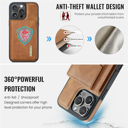 DG.MING M6 Series For iPhone 15 Pro Max Case Magnetic Wallet PU+PC+TPU Phone Cover
