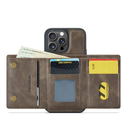 DG.MING M6 Series For iPhone 15 Pro Max Case Magnetic Wallet PU+PC+TPU Phone Cover