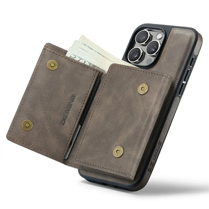 DG.MING M6 Series For iPhone 15 Pro Max Case Magnetic Wallet PU+PC+TPU Phone Cover