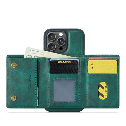 DG.MING M6 Series For iPhone 15 Pro Max Case Magnetic Wallet PU+PC+TPU Phone Cover