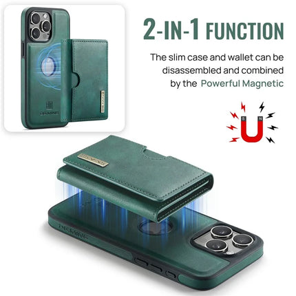 DG.MING M6 Series For iPhone 15 Pro Max Case Magnetic Wallet PU+PC+TPU Phone Cover