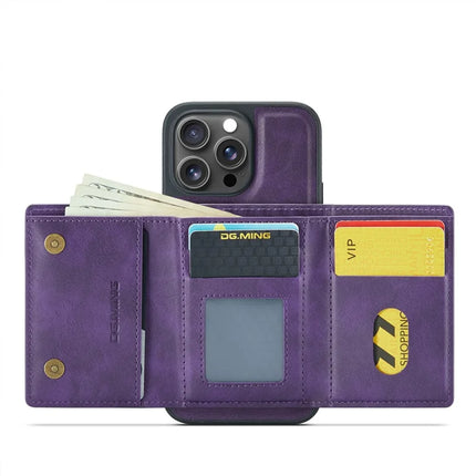DG.MING M6 Series For iPhone 15 Pro Max Case Magnetic Wallet PU+PC+TPU Phone Cover