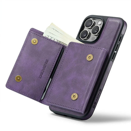 DG.MING M6 Series For iPhone 15 Pro Max Case Magnetic Wallet PU+PC+TPU Phone Cover
