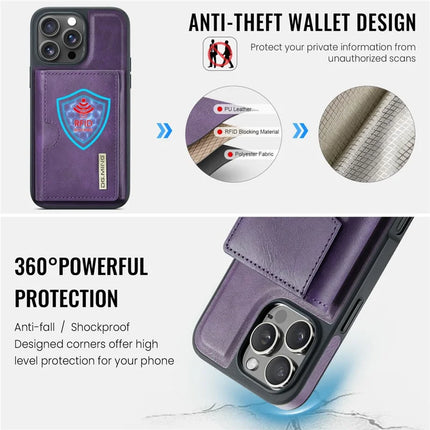 DG.MING M6 Series For iPhone 15 Pro Max Case Magnetic Wallet PU+PC+TPU Phone Cover