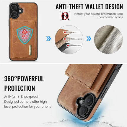 DG.MING M6 Series For iPhone 16 Case Magnetic Wallet PU+PC+TPU Phone Cover