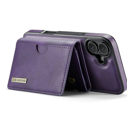 DG.MING M6 Series For iPhone 16 Case Magnetic Wallet PU+PC+TPU Phone Cover