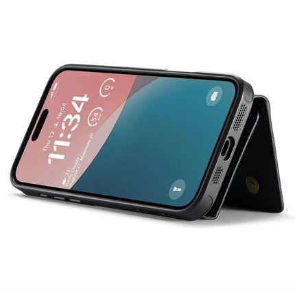 DG.MING M6 Series For iPhone 16 Plus Case Magnetic Wallet PU+PC+TPU Phone Cover