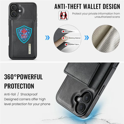 DG.MING M6 Series For iPhone 16 Plus Case Magnetic Wallet PU+PC+TPU Phone Cover