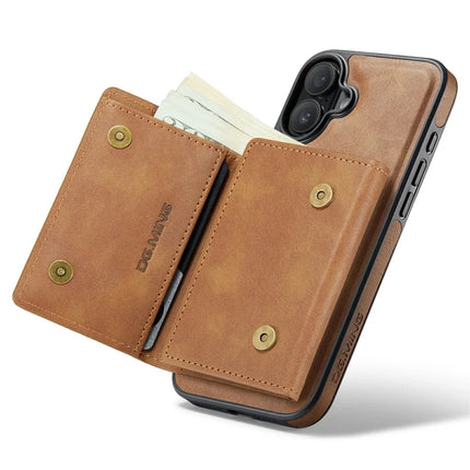 DG.MING M6 Series For iPhone 16 Plus Case Magnetic Wallet PU+PC+TPU Phone Cover