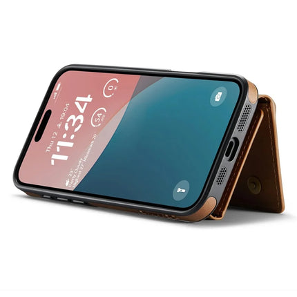 DG.MING M6 Series For iPhone 16 Plus Case Magnetic Wallet PU+PC+TPU Phone Cover
