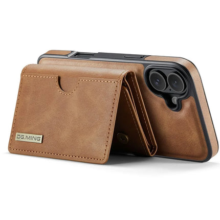 DG.MING M6 Series For iPhone 16 Plus Case Magnetic Wallet PU+PC+TPU Phone Cover
