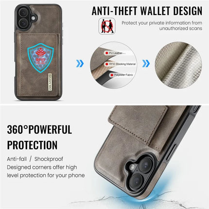 DG.MING M6 Series For iPhone 16 Plus Case Magnetic Wallet PU+PC+TPU Phone Cover