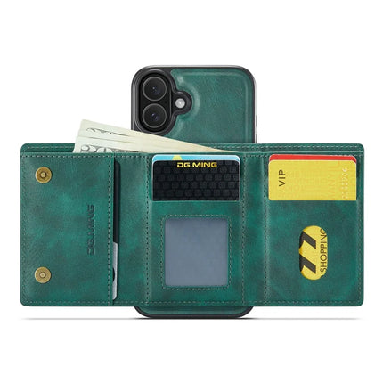DG.MING M6 Series For iPhone 16 Plus Case Magnetic Wallet PU+PC+TPU Phone Cover