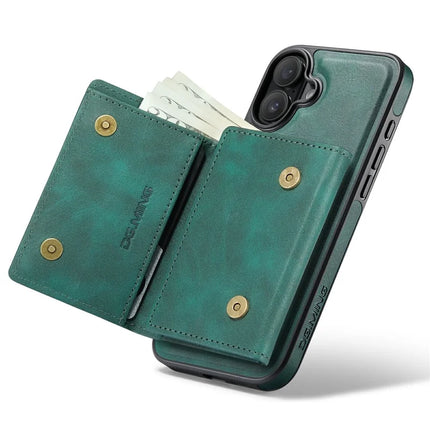 DG.MING M6 Series For iPhone 16 Plus Case Magnetic Wallet PU+PC+TPU Phone Cover