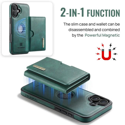 DG.MING M6 Series For iPhone 16 Plus Case Magnetic Wallet PU+PC+TPU Phone Cover