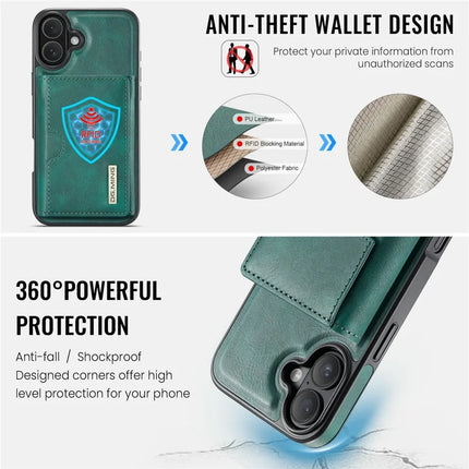 DG.MING M6 Series For iPhone 16 Plus Case Magnetic Wallet PU+PC+TPU Phone Cover