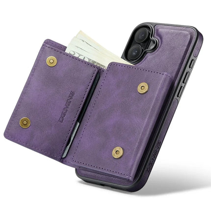 DG.MING M6 Series For iPhone 16 Plus Case Magnetic Wallet PU+PC+TPU Phone Cover