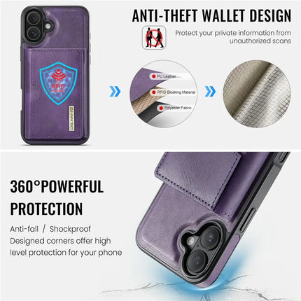 DG.MING M6 Series For iPhone 16 Plus Case Magnetic Wallet PU+PC+TPU Phone Cover