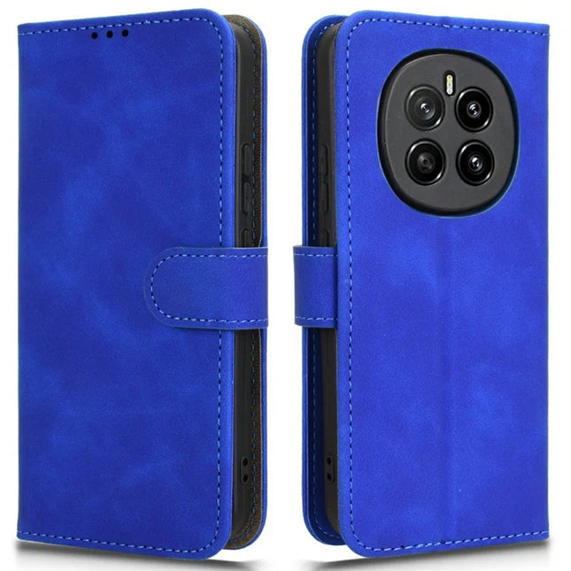 For Honor Magic7 5G Leather Case Skin-Feel Anti-Drop Wallet Flip Phone Cover - Blue