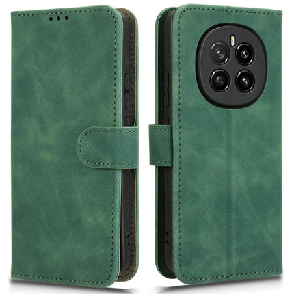 For Honor Magic7 5G Leather Case Skin-Feel Anti-Drop Wallet Flip Phone Cover - Green