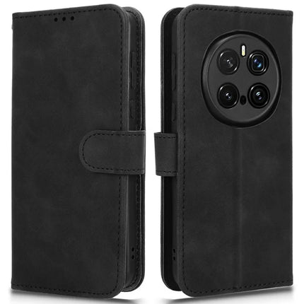 For Honor Magic7 Pro 5G Leather Case Skin-Feel Anti-Drop Wallet Flip Phone Cover - Black