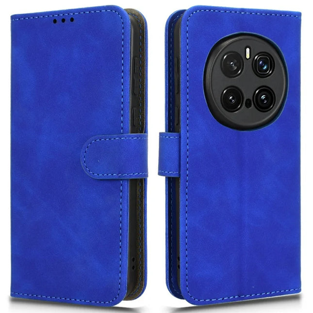 For Honor Magic7 Pro 5G Leather Case Skin-Feel Anti-Drop Wallet Flip Phone Cover - Blue