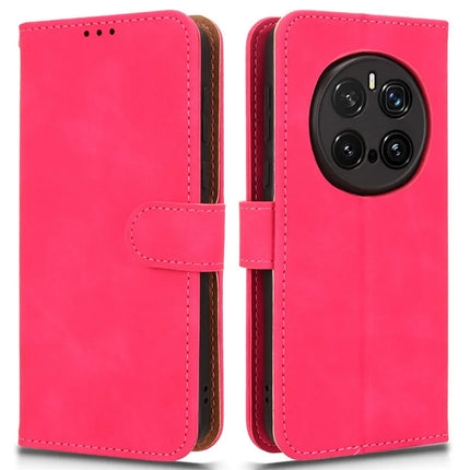 For Honor Magic7 Pro 5G Leather Case Skin-Feel Anti-Drop Wallet Flip Phone Cover - Rose
