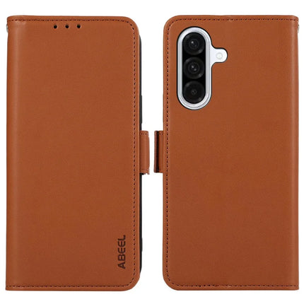 ABEEL For Samsung Galaxy A36 5G Case Leather Phone Cover with RFID Blocking Wallet - Brown
