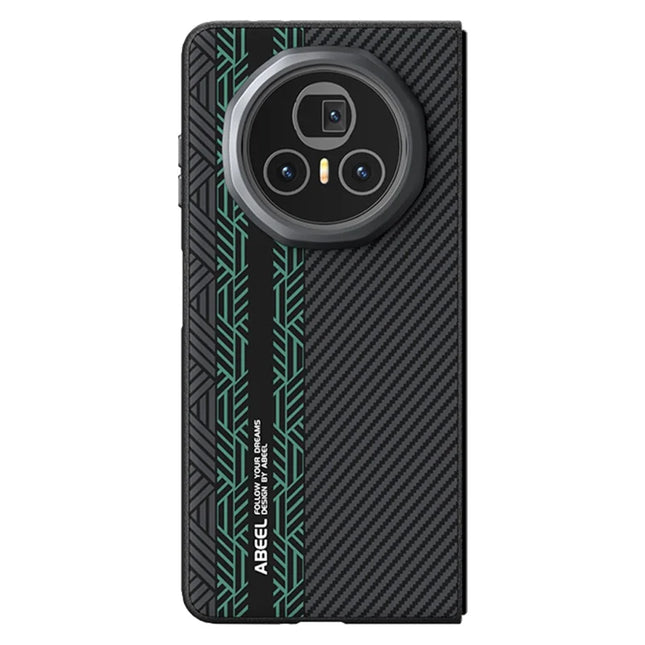 ABEEL For Honor Magic V3 5G Case PC + TPU + Aluminum Alloy + PU Leather Phone Cover Compatible with MagSafe - Texture 2