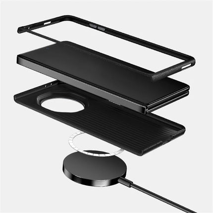 ABEEL For Honor Magic V3 5G Case PC + TPU + Aluminum Alloy + PU Leather Phone Cover Compatible with MagSafe