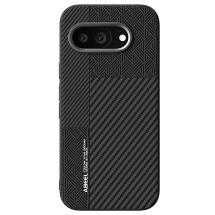ABEEL For Google Pixel 9a Case PC + TPU + Aluminum Alloy + PU Leather Phone Cover Compatible with MagSafe - Texture 1
