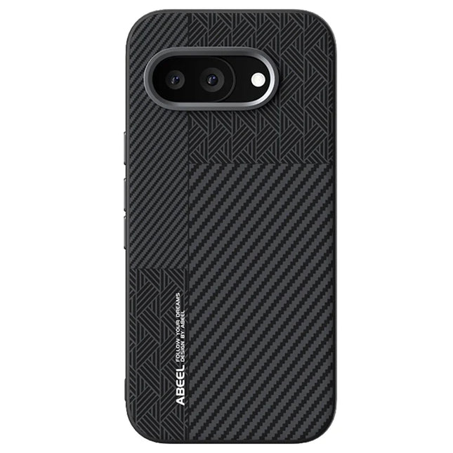ABEEL For Google Pixel 9a Case PC + TPU + Aluminum Alloy + PU Leather Phone Cover Compatible with MagSafe - Texture 1