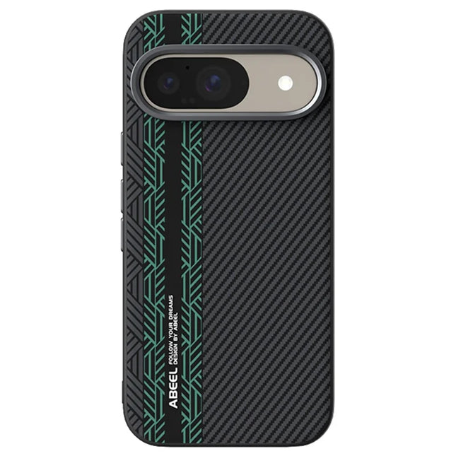 ABEEL For Google Pixel 9 / Pixel 9 Pro Case PC + TPU + Aluminum Alloy + PU Leather Phone Cover Compatible with MagSafe - Texture 2